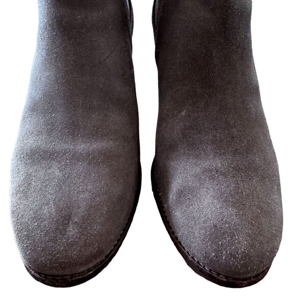 Madewell Suede Ankle Boots Womens 7.5 The Reagan Slip On 2.5" Block Heel Taupe - Picture 4 of 10